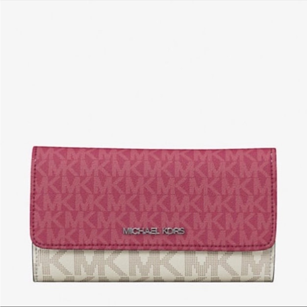 MICHAEL KORS Jet Set Travel Signature
Logo Tri-Fold Wallet DARK RASPBERRY MULTI - Picture 15 of 16